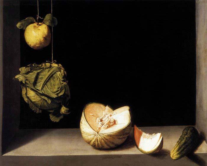 SANCHEZ COELLO, Alonso Still-life with Quince, Cabbage, Melon and Cucumber Germany oil painting art